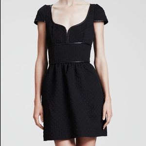 Quilted leather trim sweetheart neckline RED Valentino dress